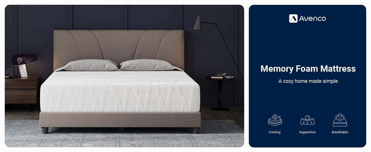 Memory Foam Mattress 5/6/8/10/12/14 Inch Gel Memory Foam Mattress with 30% NanoGel for Cool Night Sleep & Pressure Relief, 3-Layer Foam Structure for Motion Isolation, CertiPUR-US Certified, Easy Setup