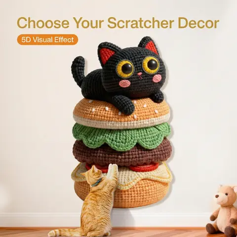 SmartWell Large Self-Adhesive Cartoon Animal Print Cat Scratcher Mat - Vertical Scratcher, Door Edge Guard, L-Corner Fit, Anti-Slip, Time-Saving Backing, Secure Hold, Space-Saving Wall-Mounted, Mess-Free, Helps Preserve Sofas/Cabinets for Indoor Cats