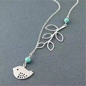 TURQUOISE SPRING Beautiful Bird Lariat Necklace