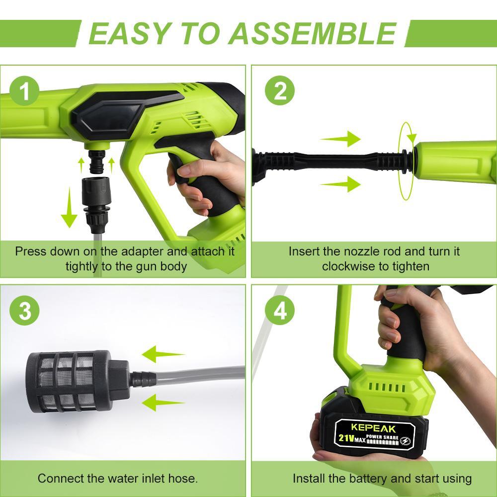 Wireless Portable High Pressure Washer, Nozzle Electric High Power Cleaner 2 Rechargeable Battery Powered By, Handheld Electric Cleaner Water, for Valentine’s Day Gift