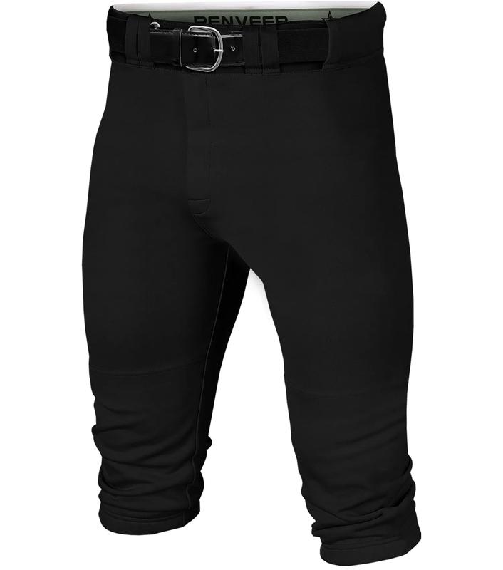 Penveer Knicker Style Adult Baseball Pants with Durable Snap Zip, Elastic Bottom Mens Baseball Pants (Black) Athletic Stretchable High Waisted Athletic
