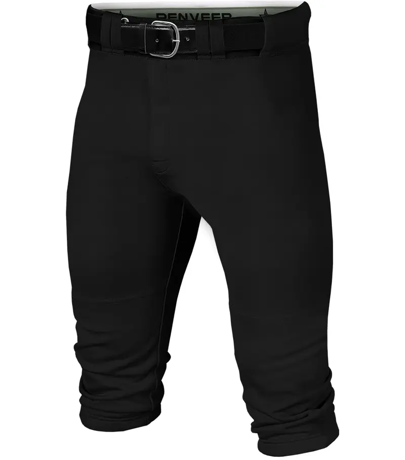 Penveer Knicker Style Adult Baseball Pants with Durable Snap Zip, Elastic Bottom Mens Baseball Pants (Black) Athletic Stretchable High Waisted Athletic