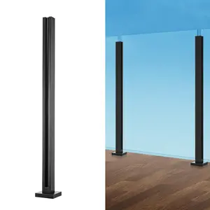 【FathersDayGift】VEVOR Glass Clamp,  , 37.4" Height Glass Railing Bracket for 0.39 "-0.47 " Thickness Tempered Glass, 304 Stainless Steel Glass Mounting Clamp, Glass Shelf Bracket for Balcony, Garden, Deck, Stair, Black
