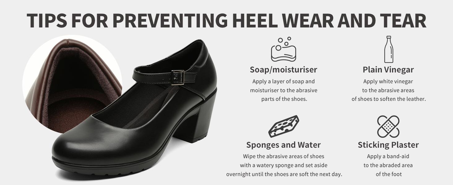 Women's Mary Jane Shoes, Round - Toe Chunky - Heel High - Heels with a 7CM Heel, Ankle - Strap Leather Casual High - Heels, Suitable for Formal Attire, Formal Occasions, Business and Suits Footwear Girl