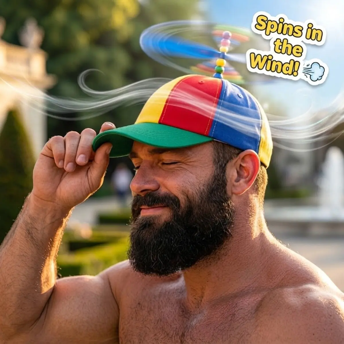 Adult & Kids Rainbow Helicopter Propeller Hat, Wind-Powered Spinning Novelty Cap, Funny Party Costume Accessory, Summer Outdoor Sun Hat, Sports & Outdoor Hats