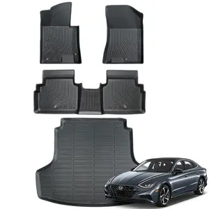 Canvcle Floor Mats & Trunk Mat for Kia K5 2021-2026 (Only FWD Model)  & Hyundai Sonata 2021-2026 All-Weather TPE Rubber Liners Front Rear 2 Row Cargo Protection Custom Fit High Wall Easy Clean