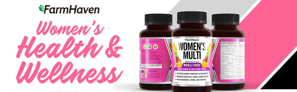 FarmHaven Multivitamin for Women - Whole Food Multivitamin with 22 Es Nutrition sential Nutrients, Supports Energy, Immunity & Heart Health, Dietary Supplement Superior Formula Healthcare Fitness Nutrition Edible Fruits