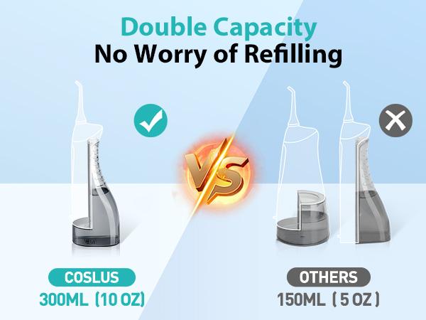 COSLUS CX20 2-Pack Cordless Water Flosser, 10 Nozzles,IPX7 Waterproof Oral Irrigator for Home and Travel | Perfect for Braces, Orthodontics & Dental Care/Fights Plaque&Tartar,Hygiene Health Cleaning Convenient oral teeth cleaner Toothcare