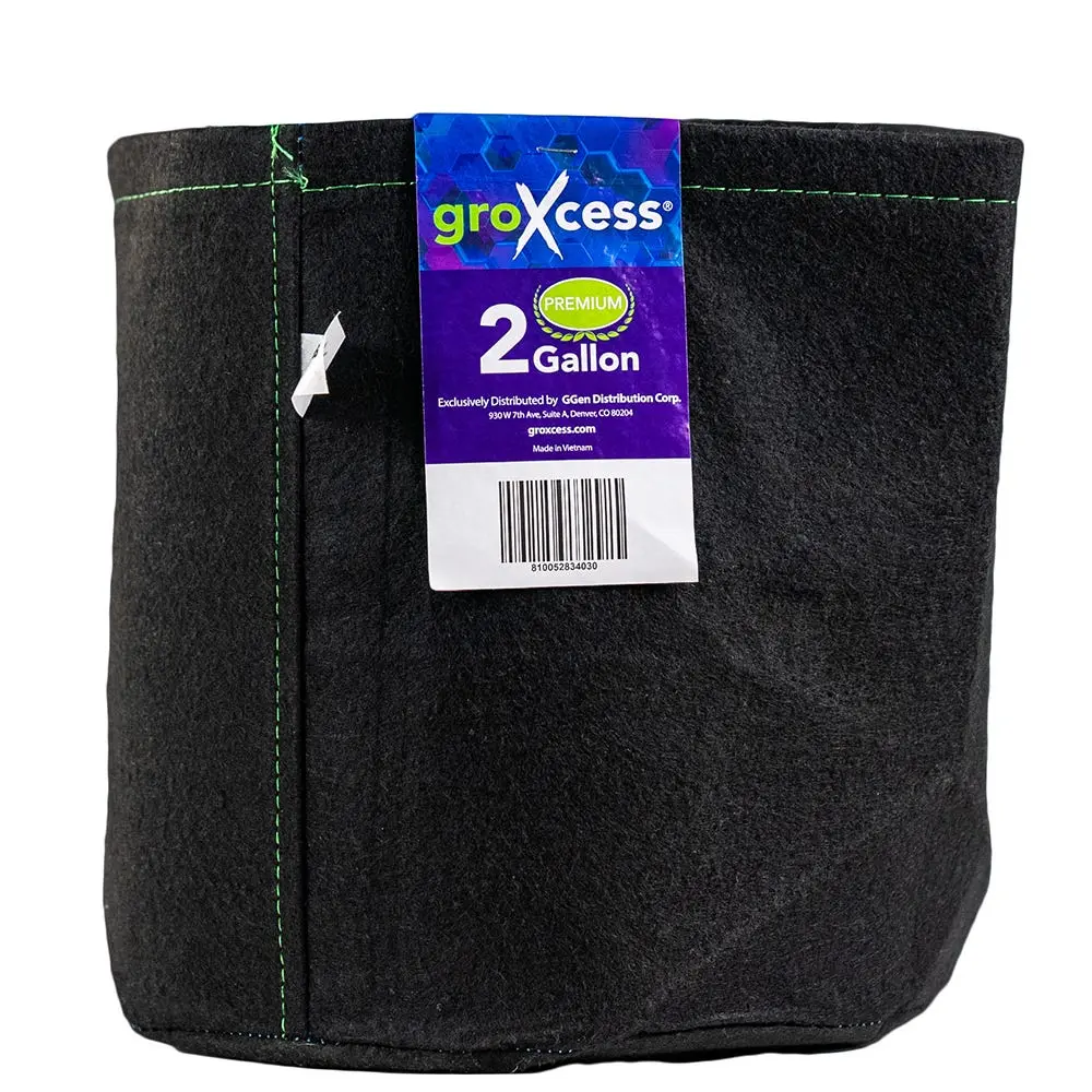 GroXcess Premium Black 2-GAL Fabric Pot No Handles