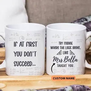 Custom Name Math Teacher Coffee Mug, Funny Coffee Cup for Teacher