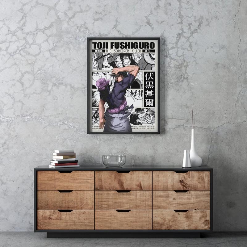 Toji Jujutsu Kaisen Anime Poster Print, JJK Manga Artwork Wall Hanging Home Decor, Gojo Geto, Minimalist Christmas Gift for Anime Fan