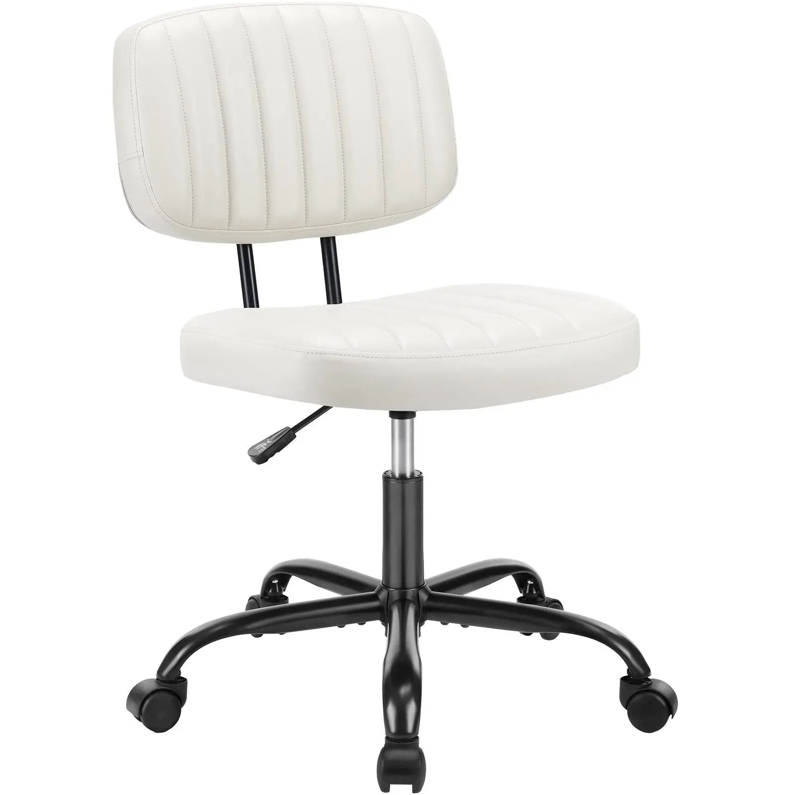 Ergonomic Swivel Office Chair - Swivel Chairs, 360° Rotation Armchairs, Adjustable Fit Armchairs, Armless, Low Back with Lumbar Support, Adjustable Seat Height, PU Leather, Space-Saving for Home Office, Desk Use
