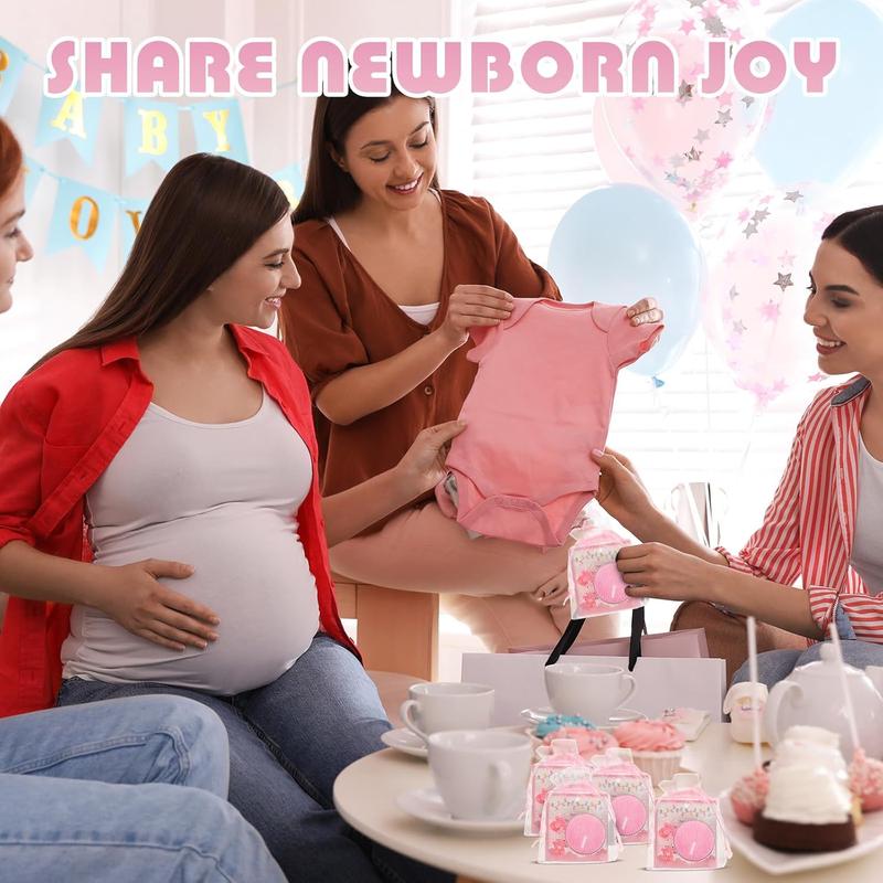 50 Sets Baby Shower Favors for Guests – Pink Pacifier, Tea Light Candles & Thank You Tags in Chiffon Bags – Bulk Gender Reveal & Birthday Party Supplies Gifts