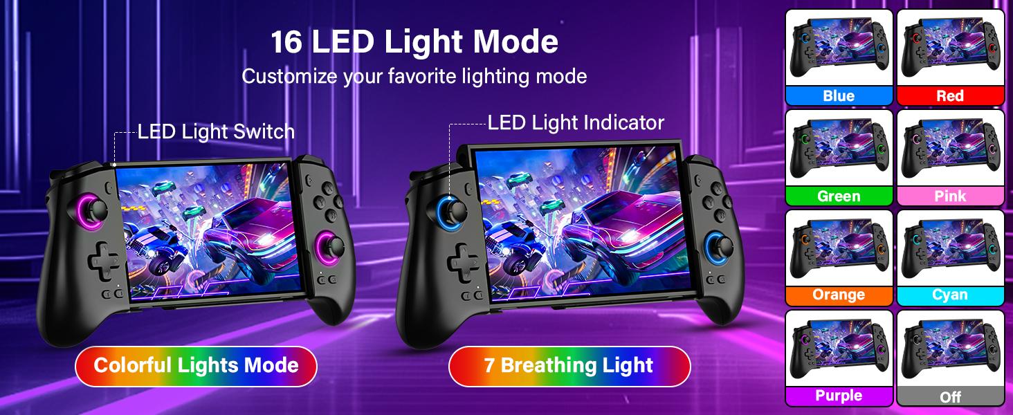 Wireless Pro Controller for Switch Switch 2 OLED with RGB Lights, Programmable Macros, Dual Vibration, Turbo Wake Up, Gaming Controller Gift for Gamers
