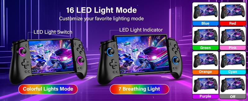 Wireless Pro Controller for Switch Switch 2 OLED with RGB Lights, Programmable Macros, Dual Vibration, Turbo Wake Up, Gaming Controller Gift for Gamers