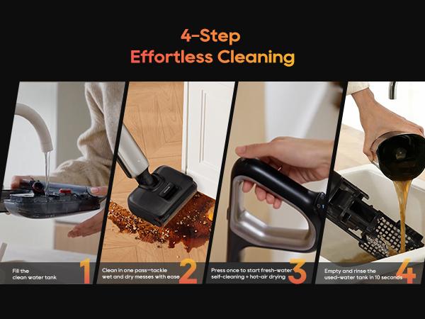 DREAME Aero Pro Vacuum Mop, ALL-in-ONE cordless cleaner for wet messes & dry messes, 0 hair residue, 5mins quiet flash self-clean, 185℉ self-dry, 60min runtime, for family, for all flooor types