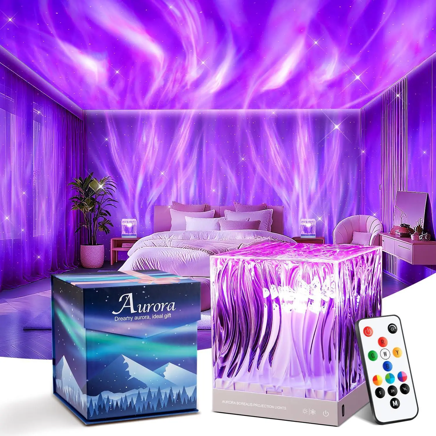 Onefire Aurora Light Projector for Bedroom, Mood Lighting Room Decor,Teen Girl Gifts Trendy Stuff Northern Lights Projector, 18-Color Birthday Gifts for Teen Girls Graduation Gifts for Girls Lava Lamp,ambiance light,Plug-in Version