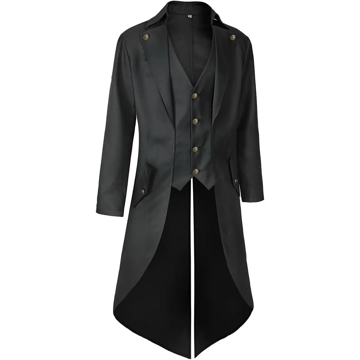 Men's Pirate Steampunk Tailcoat - 2-in-1 Integrated Vest Design, Classic Lapel, Long Swallowtail Cut, Retro Victorian Silhouette Menswear Fashion Jacket