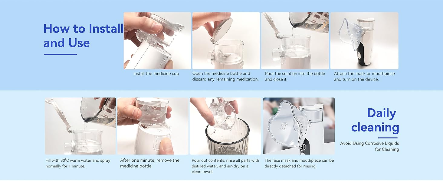 Mesh Nebulizer, Portable Nebulizer with Intuitive LED Interface and Auto-Cleaning, Handheld Nebulizer for Adults Kids