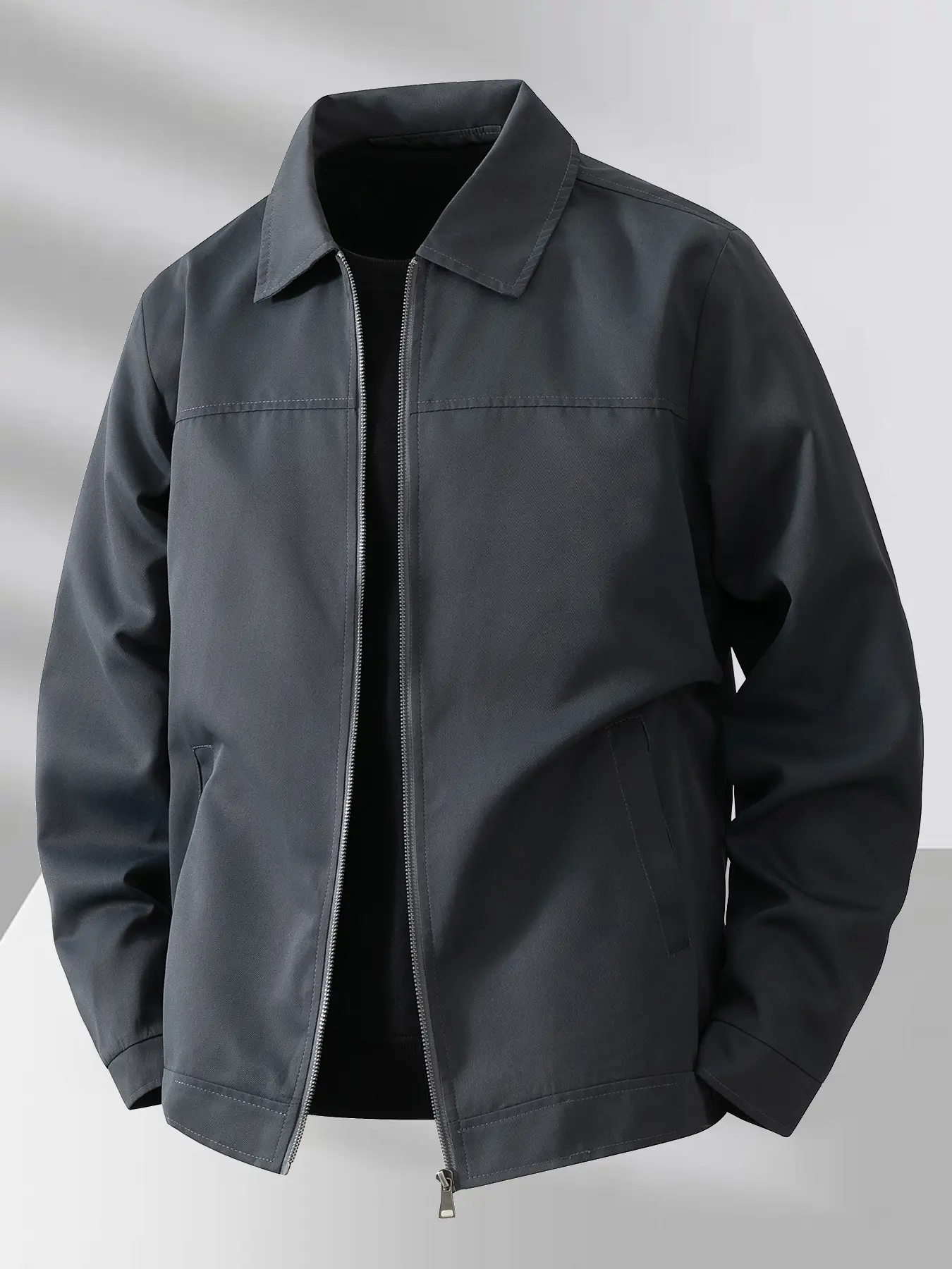 Men's Lightweight Casual Jacket, Coats, Polyester Fabric, Zipper Closure, Collar Design, Suitable for Daily Wear & Travel