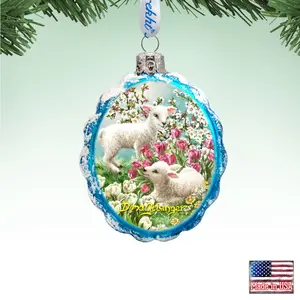 Designocracy 778112-DG 3 x 2 in. Easter Lambs Mercury Glass Ornaments