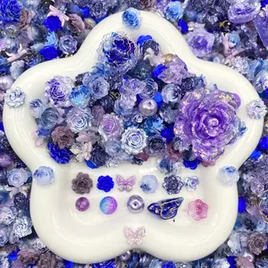 Galaxy Roses - Soft Resin Nail Art Charms with Beads – Drillable Floral Resin Decorations for Press-On Nails, Jewelry & DIY Crafts