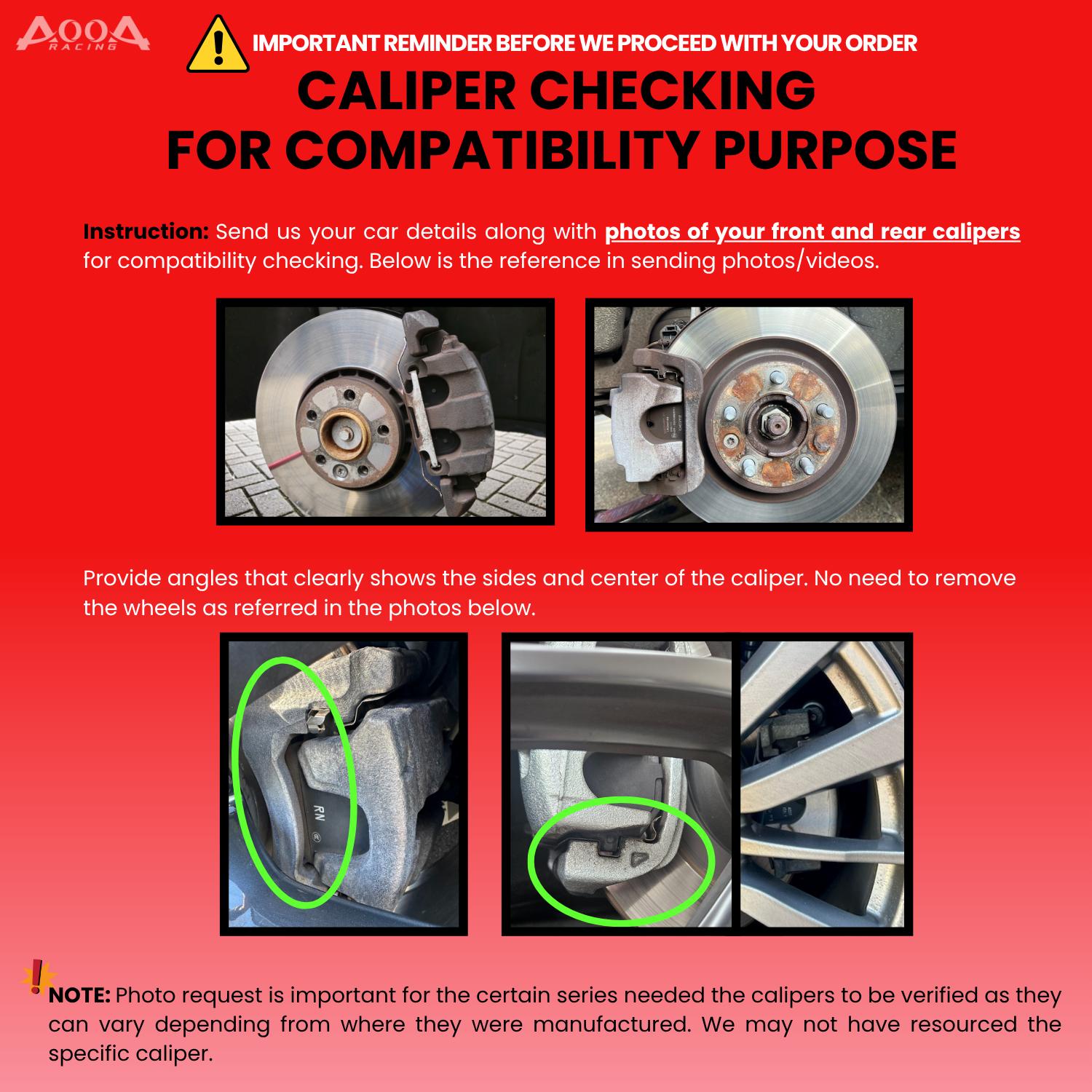 AOOA Racing Aluminum Custom-fit Covers for Front and Rear Calipers - Set of 4 Automotive Accessories