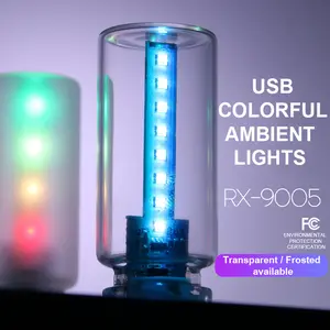 1Pack Car USB Night Light 13 in 1 Touch Dimmable LED Filament Lamp 13 Modes Portable Frosted Clear Atmosphere Light for Car Bedroom Dashboard USB Powered, led lights for cars