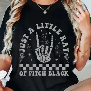 Cotton Unisex Just A Little Ray Of Pitch Black Goth Dark Humor Grunge Emo T-Shirt