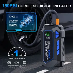 Up to 2500A jump starter, wireless air pump, 12V portable car use, with LED light and power bank