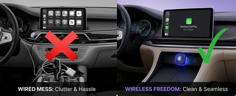 2in1 2026 Wireless CarPlay Adapter Receiver + Android Auto - Compact 21mm mini size , Quick Pairing, Plug & Play, Stable Navigation/Music/Calls, usb -A & USB-C design android-fast connection