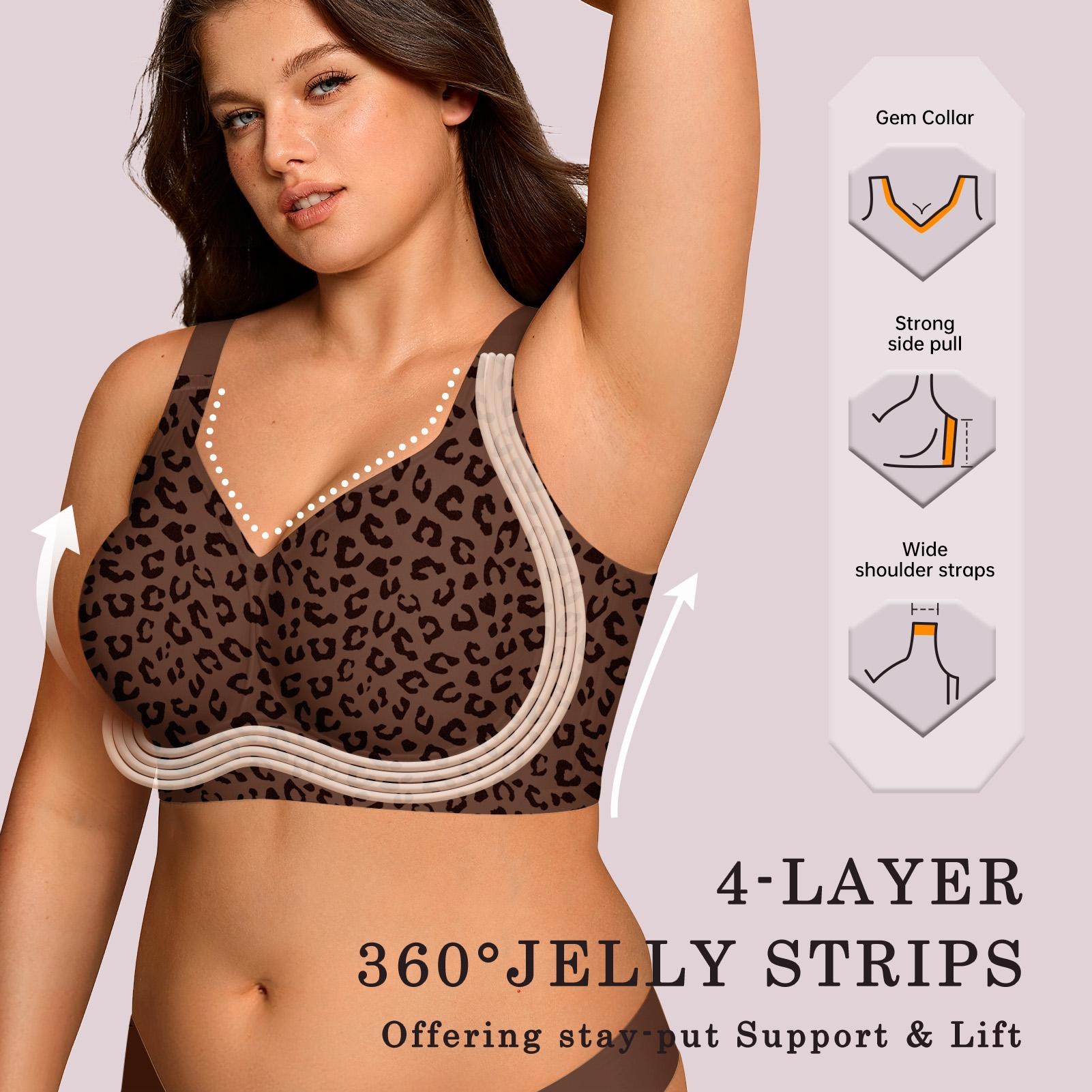 OEAK Jelly Bras Women Seamless Lift Bra Wireless Push Up No Underwire Full Coverage Plus Bras Comfort Supportive Sports T-Shirt Bra
