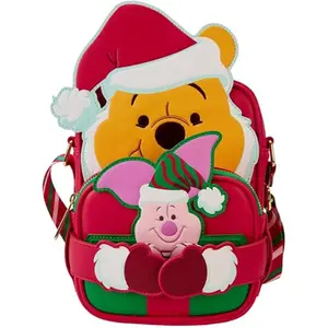 Loungefly Disney Winnie The Pooh Santa Winnie & Piglet Crossbuddies Cosplay Crossbody Bag With Coin Bag