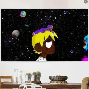Hiphop Rapper Lil Uzi Album Cover Poster Tapestry Flag 3x5 Feet Canvas Wall Art Living Room Poster Tapestry Decor Decoration Lightweight Starry Sky Pattern Gift Decorative