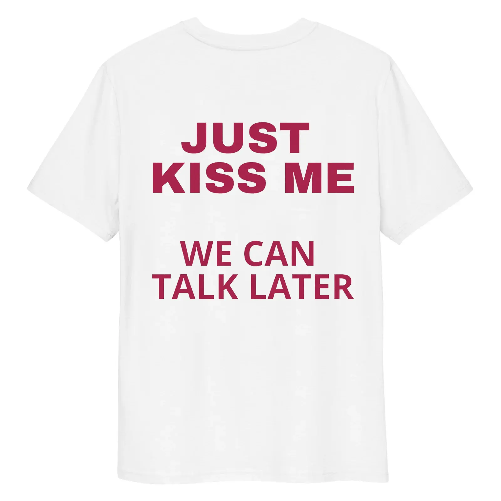 Men's Short-Sleeve T-Shirt with "Just Kiss Me We Can Talk Later" Print, Ideal for Party, Siblings Gatherings, Thanksgiving, Father’s Day Gifts for Coworkers, Sports & Outdoor Activities, Cracking, Athletic, 2Xl, 3Xl, All Seasons, Christmas, Husbands, Cold