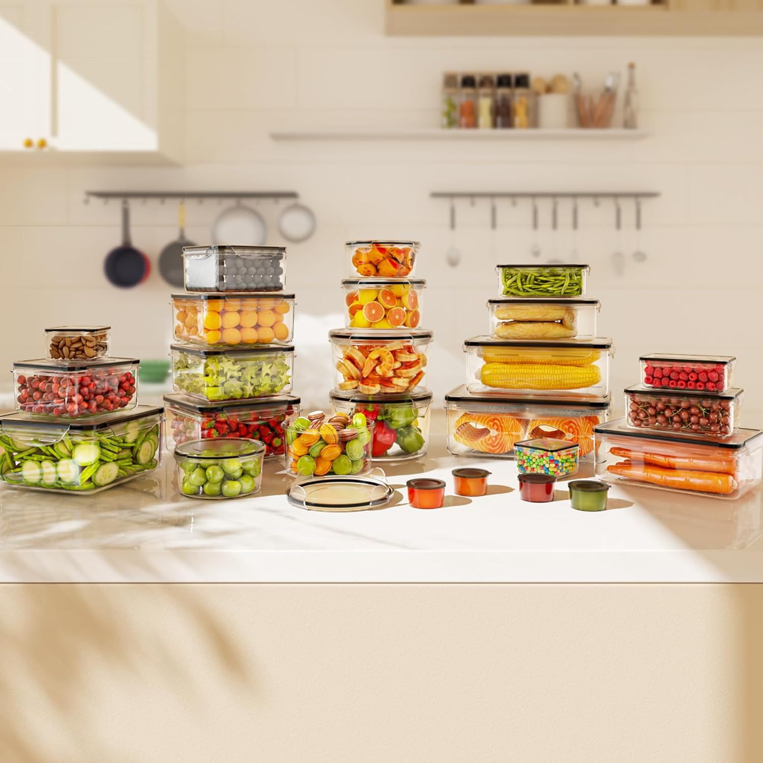 50 PCS Large Airtight Food Storage Containers 25 Containers & Lids Reusable Leak-Proof Stackable BPA-Free Snackbox