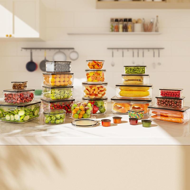 50 PCS Large Airtight Food Storage Containers 25 Containers & Lids Reusable Leak-Proof Stackable BPA-Free Snackbox