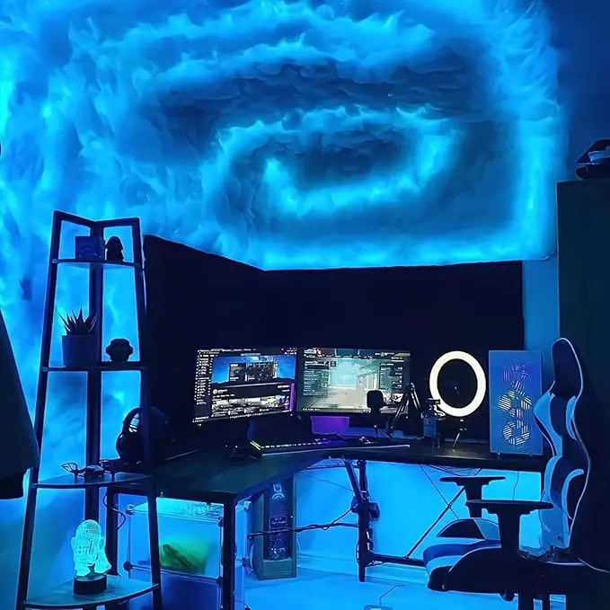 3D Thundercloud LED Lamp - Multicolor Transformation, Bluetooth Music Sync Control, DIY Creative Lighting, Funky Unique Home Decor, Unique Decor, Bars, Starters Bedroom Gamer Lighting Accessory, Gamer Stuff