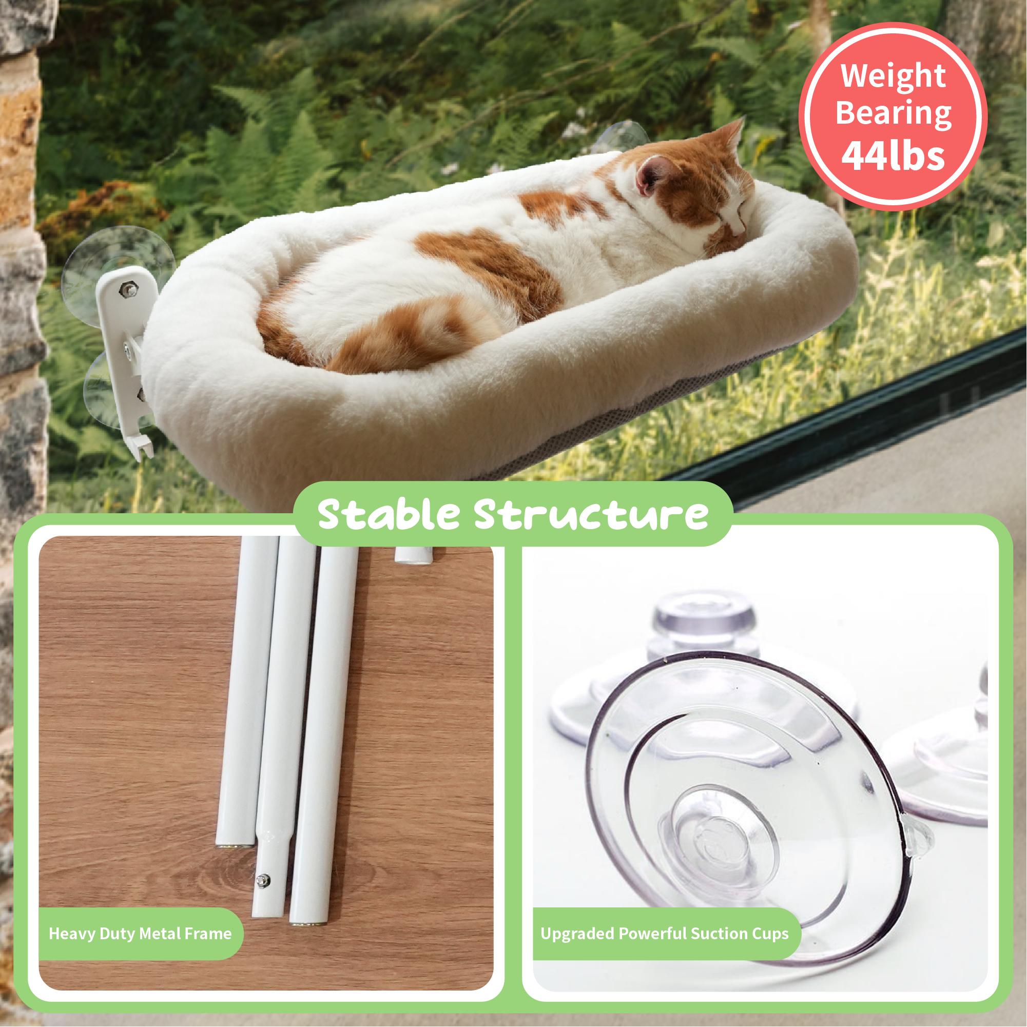 POMESEA Marshmallow Window Perch, Cordless Cat Hammock,Solid Metal Frame, Easy Tool-Free Installation, Patented Hook Design