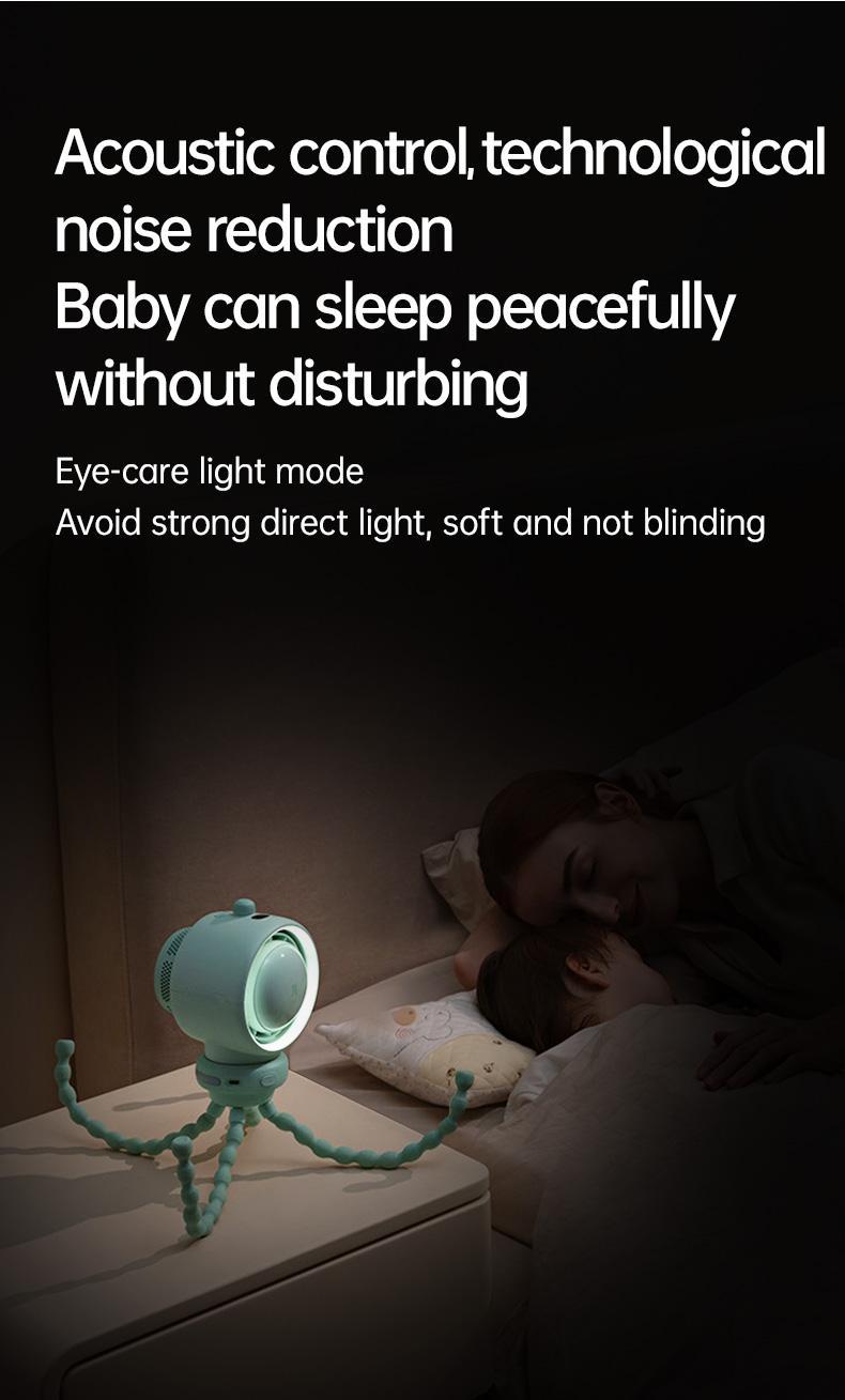 JISULIFE Stroller Fan Life2 Portable Baby Crib Fan with 100 Speeds Air Purify & Air Turbo Tech Bladeless Battery Powered for Home Office & Camping - Rubber