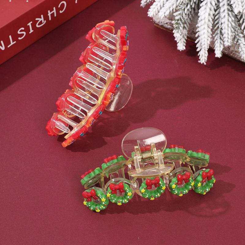 AWAYTR Christmas Hair Claws Clips for Women Cute Hair Clips for Girls Gingerbread Santa Tree Snowman Hair Barrettes Large Hair Claw Clips for Thick Thin Xmas Hair Accessories for Christmas Party