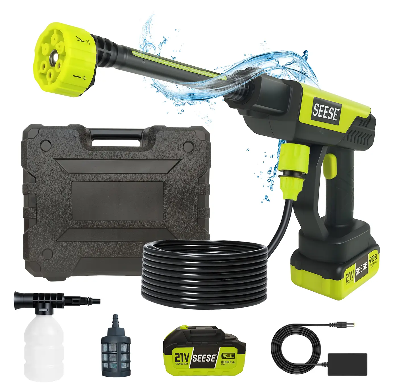 SEESE Cordless Pressure Washer and Single Port Charger Base, Bottle Portable Washer for Car,Home Cleaning & Garden Watering toolupgrade SEESE Cordless Pressure Washer and Single Port Charger Base, Bottle Portable Washer for Car,Home Cleaning & Garden Watering toolupgrade