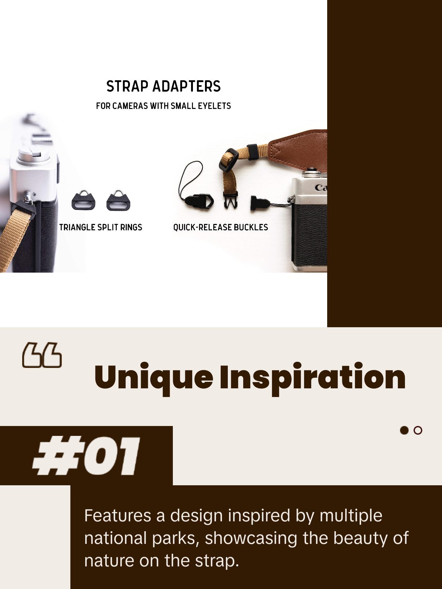 National Park Camera Strap - Leather ends, Comfortable suede, Adjustable, Compatible Connection - DSLR, Mirrorless, Film, Photographer Accessory