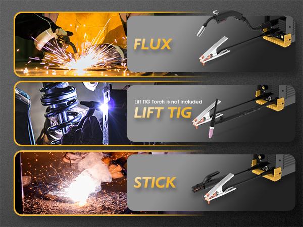 TOOLIOM 135A 110V Gasless Flux Core MIG Welder, Portable Flux MIG/Lift TIG/Stick 3 in 1 Welding Machine with IGBT DC Inverter & LCD Display
