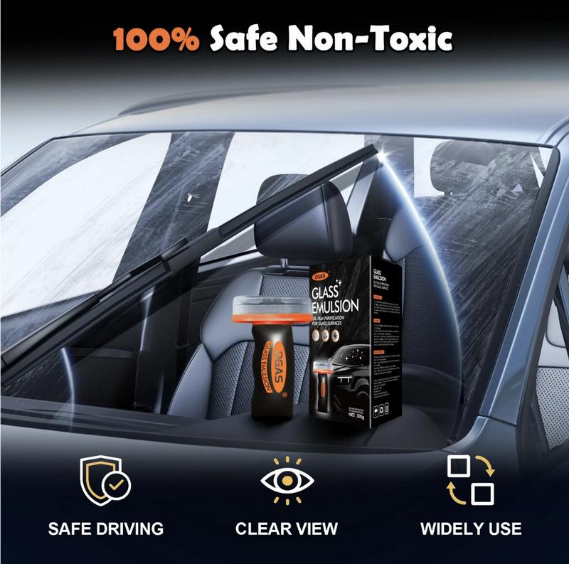 Automotive Oil Film Cleaning Brush New Glass Coating for Windshield Glass Oil Film Remover, Strong Front Windshield Remover for Windshield Improves Clarity and Visibility