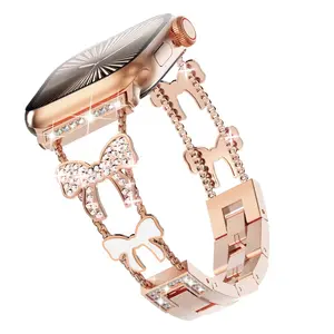 Casing Bee Diamond Bowknot Rose Gold Watch Band for Smart Watch, Bracelet Wristband Compatible with Smart Watch Series Wearable Luxury