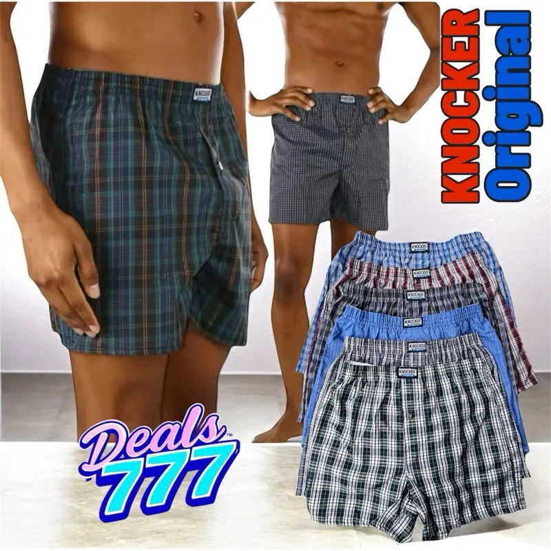 Men's Classic Boxer Trunks (Boxer Shorts) - 3 Pack, Mixed Colors, Button Fly, Elastic Waistband, Soft Absorbent Menswear Fabric (Cotton-Polyester Blend) for Comfort & Long-Lasting Durability
