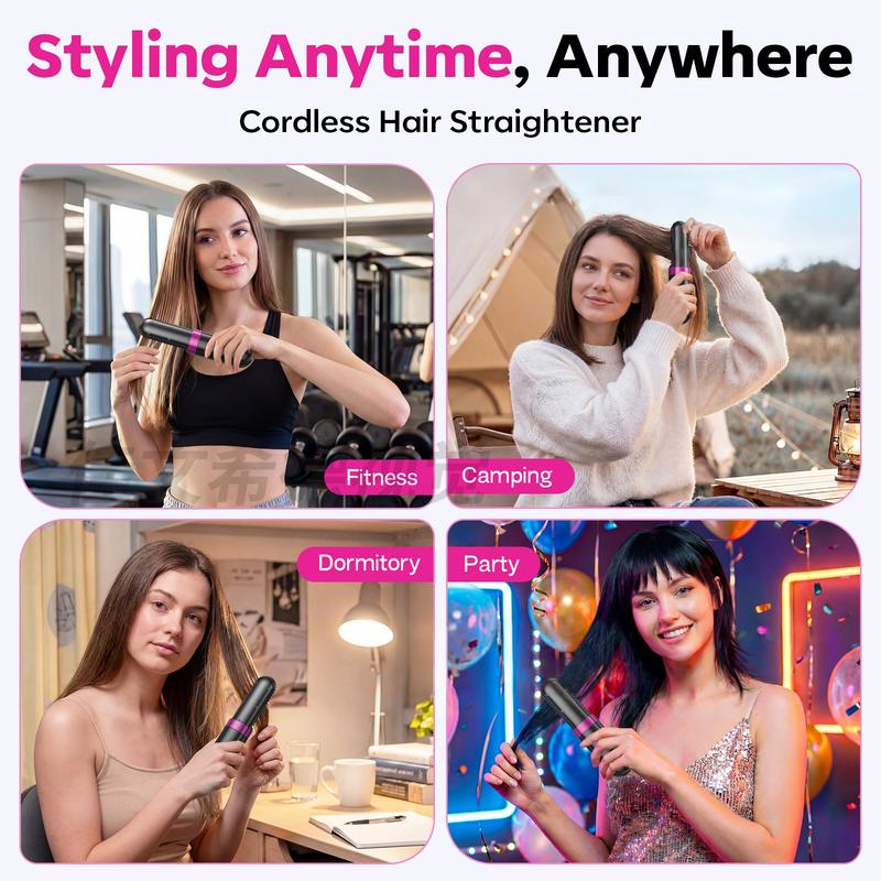 Minwoch Portable Hair Straightening Comb Negative Ion Wireless Three-level Temperature Adjustment Anti-scald Design