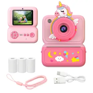 Kids Instant Print Camera, 2.4" HD Screen Instant Camera, Dual 3MP Kids Camera, 1080P Video, MP3 & Games, Includes Printing Paper & Lanyard, Gift for Boys & Girls
