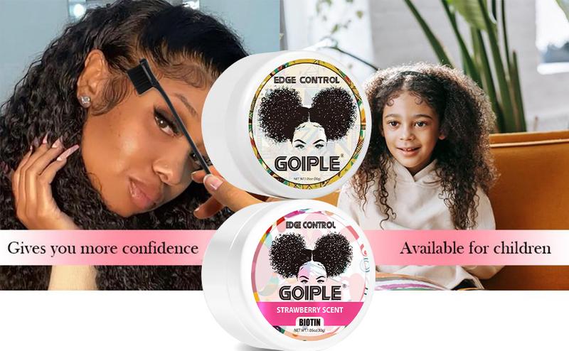 2 Counts  30g Edge Control Wax for Women - Strong Hold, Non-Greasy, Smooths Edges, Strawberry and Pineapple Scents Gel Moisturizing Organic Haircare